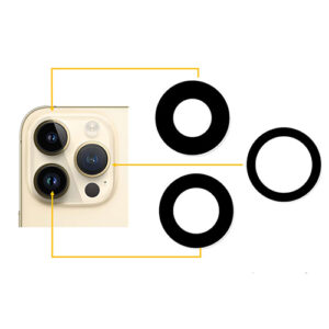 Geam Camera Spate iPhone 14 Pro , Wide + Ultrawide + Telephoto,  Negru ,doar sticla cu adeziv , set complet